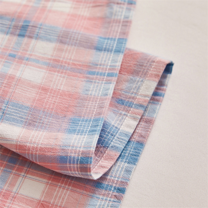 91家纺网 家纺一手货源 找家纺 雅萱家纺 2024新款A类色织全棉水洗棉单枕套 未央-玫红