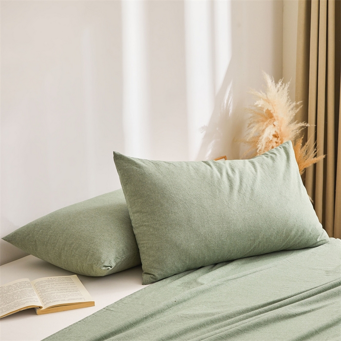 91家纺网 家纺一手货源 找家纺 雅萱家纺 2024新款A类色织全棉水洗棉单枕套 水墨绿