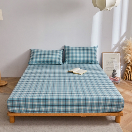 雅萱家纺 2024新款A类色织全棉水洗棉单床笠 床笠-意境-蓝