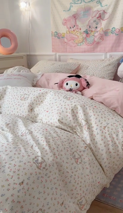 91家纺网 家纺一手货源 找家纺 （总）昔可 新款春日氛围感小清新亲肤四件套