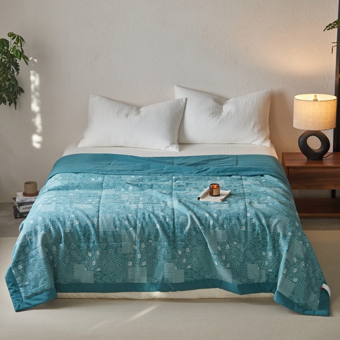 91家纺网 家纺一手货源 找家纺 安莱生活 2024新品双层纱色织花妍缤纷单夏被 花妍缤纷-筠雾