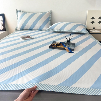 倾慕家纺 2024新款北欧简约印花夹棉凉席 洛林-蓝
