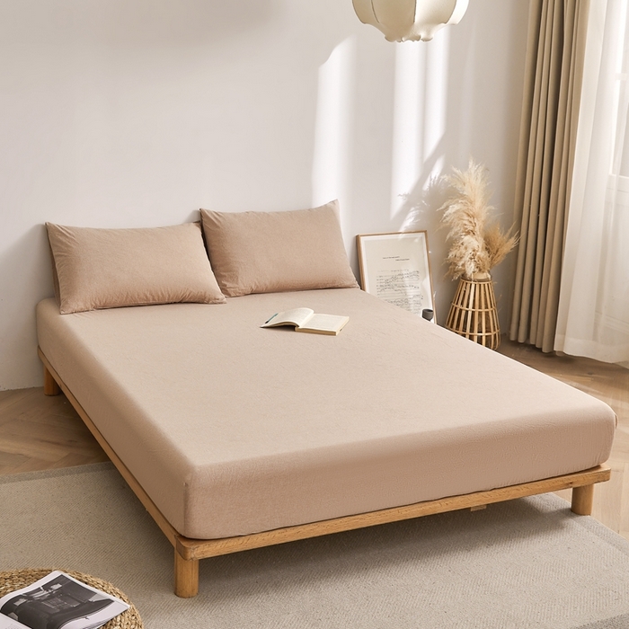 91家纺网 家纺一手货源 找家纺 雅萱家纺 2024新款A类色织全棉水洗棉单床笠 床笠-暖阳咖