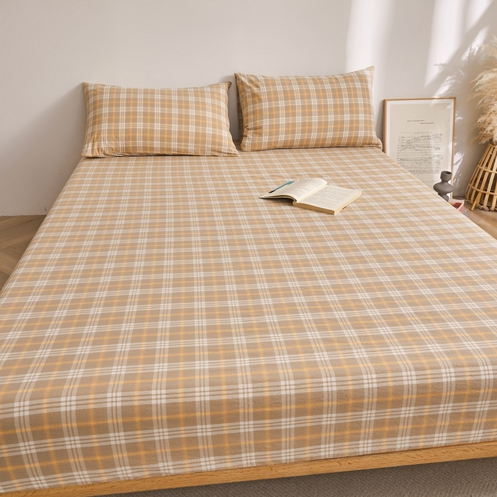 91家纺网 家纺一手货源 找家纺 雅萱家纺 2024新款A类色织全棉水洗棉单床笠 床笠-意境-卡其