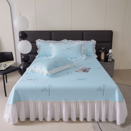 91家纺网 家纺一手货源 找家纺 （总）情恒家纺 2025新款凉感豆豆床盖款三件套（淡雅竹香）