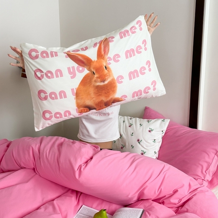 艾沁家纺 2024新款全棉数码印花枕套 呆萌