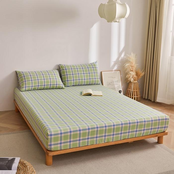 91家纺网 家纺一手货源 找家纺 雅萱家纺 2024新款A类色织全棉水洗棉单床笠 床笠-山野间