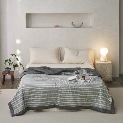 91家纺网 家纺一手货源 找家纺 安莱生活 2024新款水洗色织花漾夏被 花漾-深灰