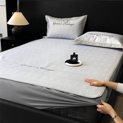 91家纺网 家纺一手货源 找家纺 三味舒屋 2025新款凉感抗菌防螨刺绣冰丝席（新升级7A抗菌）--库里 库里蓝-床笠款