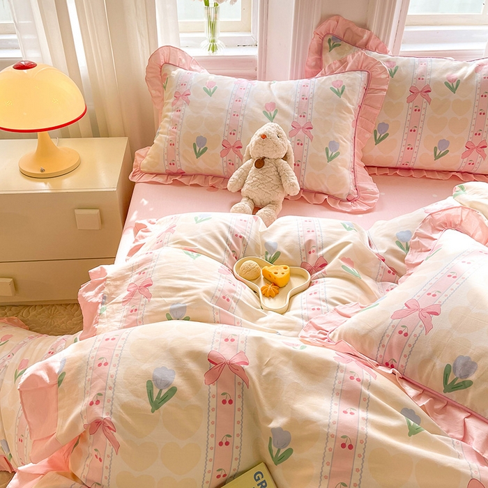 91家纺网 家纺一手货源 找家纺 （总）美达 2025新款韩版全棉四件套单品系列-床裙四件套