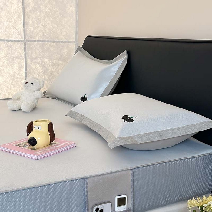 91家纺网 家纺一手货源 找家纺 昔可家纺 2024新款A类900D纯色绣花床笠款冰丝席 派对小象