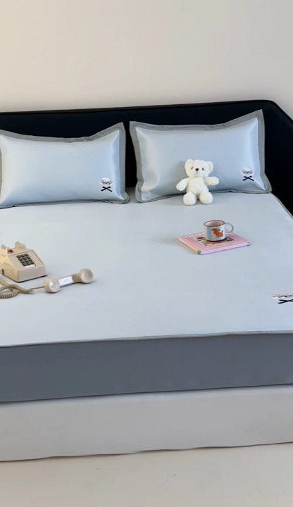 91家纺网 家纺一手货源 找家纺 （总）昔可家纺 2024新款A类900D纯色绣花床笠款冰丝席