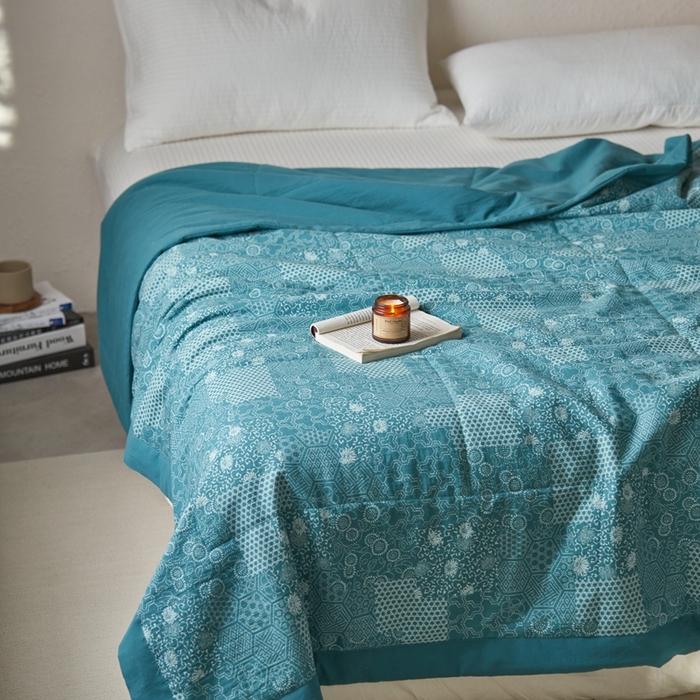 91家纺网 家纺一手货源 找家纺 安莱生活 2024新品双层纱色织花妍缤纷单夏被 花妍缤纷-筠雾