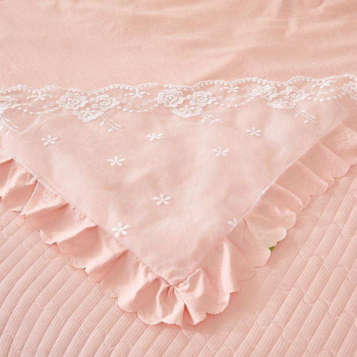 91家纺网 家纺一手货源 找家纺 绣女坊 2024新款泡泡棉床盖四件套 淑女玉