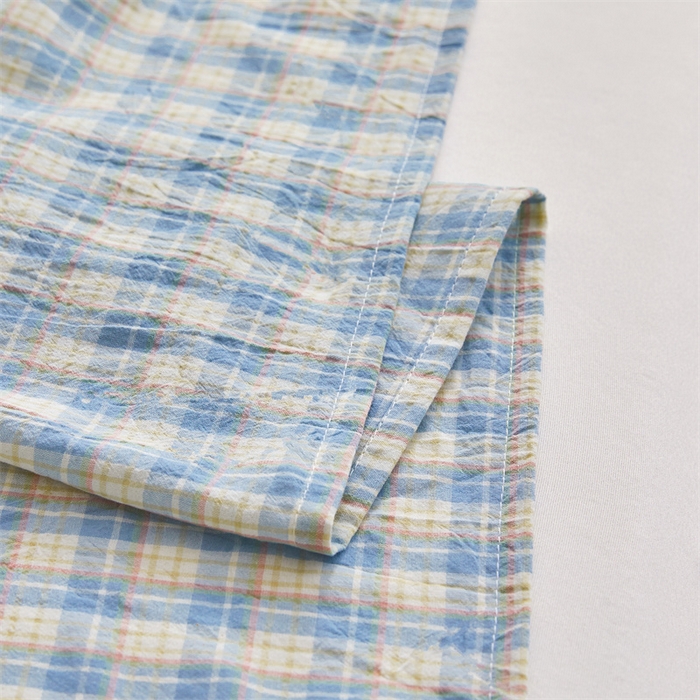 91家纺网 家纺一手货源 找家纺 雅萱家纺 2024新款A类色织全棉水洗棉单枕套 未央-蓝