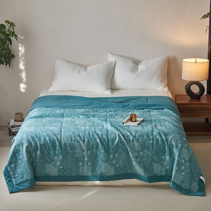 91家纺网 家纺一手货源 找家纺 （总）安莱生活 2024新品双层纱色织花妍缤纷单夏被