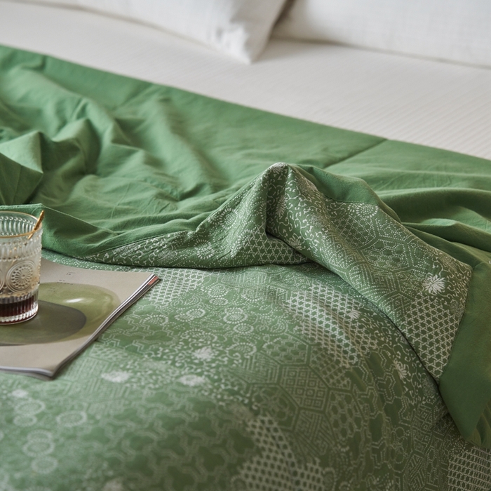 91家纺网 家纺一手货源 找家纺 安莱生活 2024新品双层纱色织花妍缤纷单夏被 花妍缤纷-嫩绿