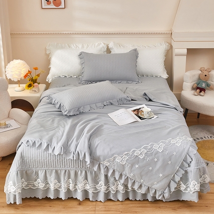 绣女坊 2024新款泡泡棉床盖四件套 高级灰