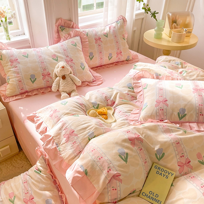 91家纺网 家纺一手货源 找家纺 （总）美达 2025新款韩版全棉四件套单品系列-床裙四件套