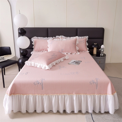 91家纺网 家纺一手货源 找家纺 （总）情恒家纺 2025新款凉感豆豆床盖款三件套（淡雅竹香）