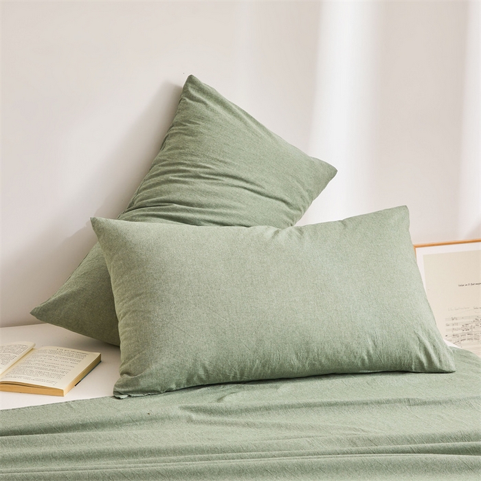 91家纺网 家纺一手货源 找家纺 雅萱家纺 2024新款A类色织全棉水洗棉单枕套 水墨绿