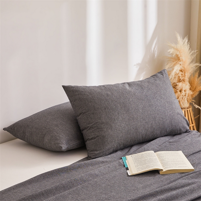 91家纺网 家纺一手货源 找家纺 雅萱家纺 2024新款A类色织全棉水洗棉单枕套 深孔灰