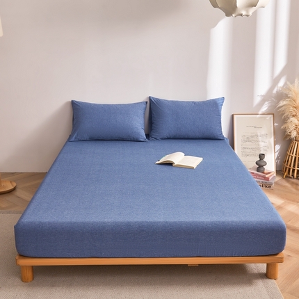 雅萱家纺 2024新款A类色织全棉水洗棉单床笠 床笠-暗幽蓝