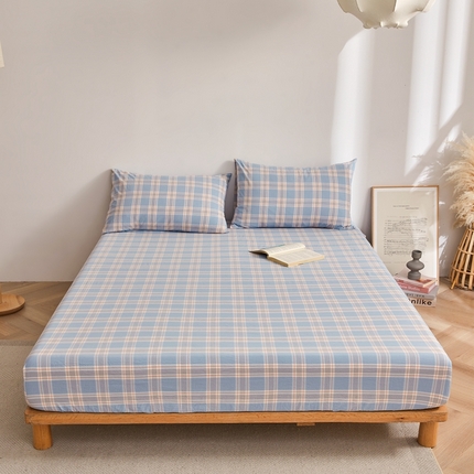 雅萱家纺 2024新款A类色织全棉水洗棉单床笠 床笠-紫嫣蓝