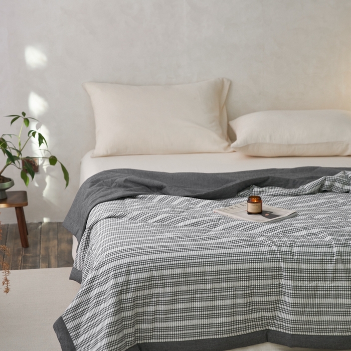 91家纺网 家纺一手货源 找家纺 安莱生活 2024新款水洗色织花漾夏被 花漾-深灰