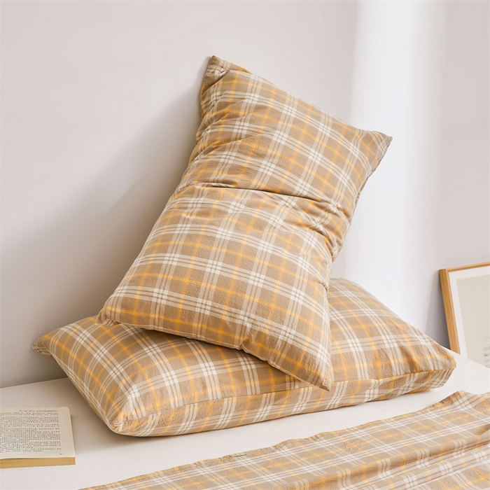 91家纺网 家纺一手货源 找家纺 雅萱家纺 2024新款A类色织全棉水洗棉单枕套 意境-卡其