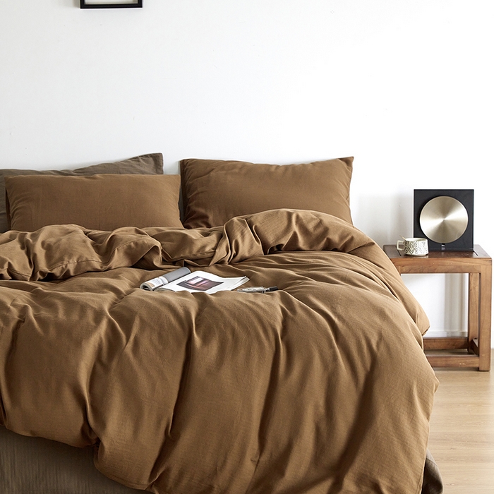 91家纺网 家纺一手货源 找家纺 梦享生活家居 2024新款全棉小提花四件套系列 摩卡+咖