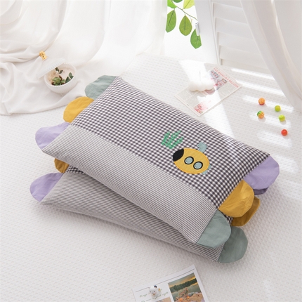 91家纺网 家纺一手货源 找家纺 （总）仁宇枕业 2024新款枕芯 全棉水洗棉彩虹边贴布绣全荞麦系列幼儿园学生儿童枕头