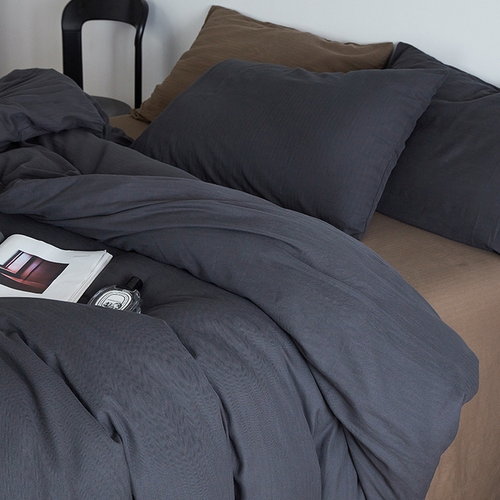 91家纺网 家纺一手货源 找家纺 梦享生活家居 2024新款全棉小提花四件套系列 灰+咖