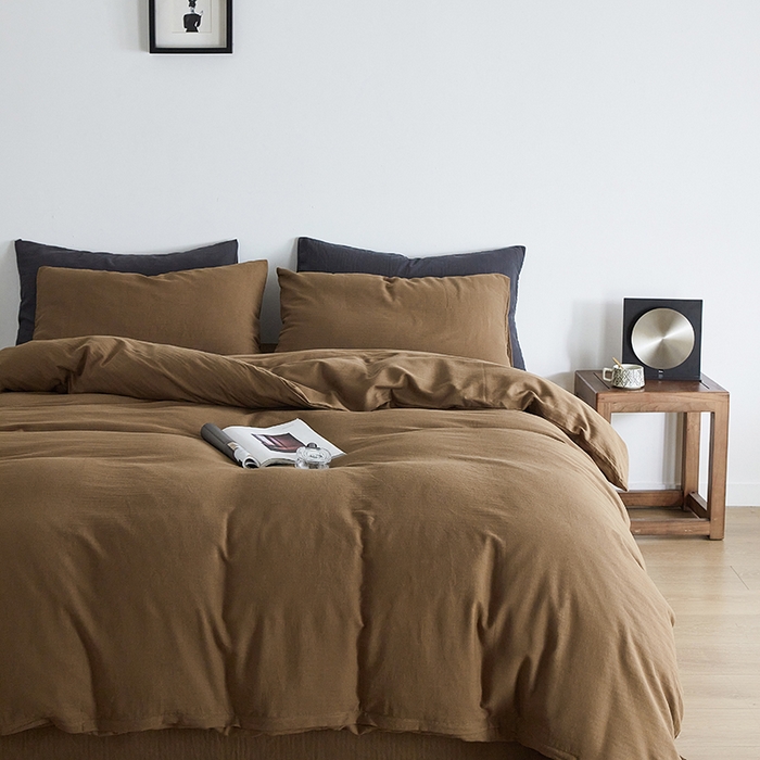 91家纺网 家纺一手货源 找家纺 梦享生活家居 2024新款全棉小提花四件套系列 南瓜色