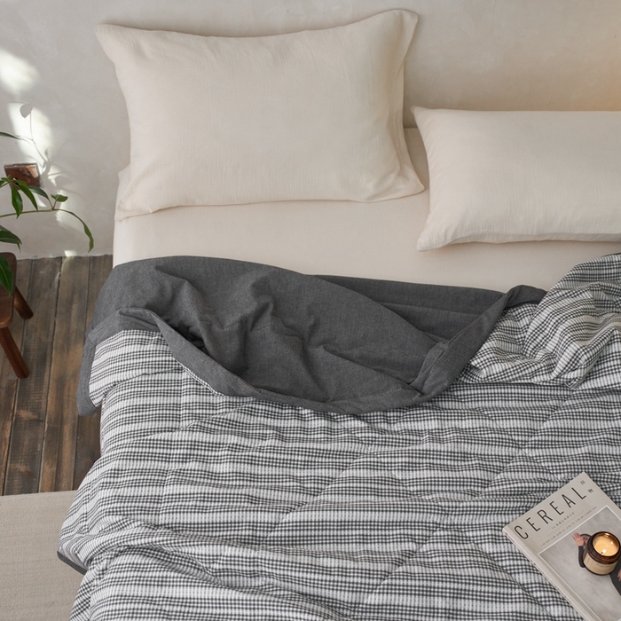 91家纺网 家纺一手货源 找家纺 安莱生活 2024新款水洗色织花漾夏被 花漾-深灰