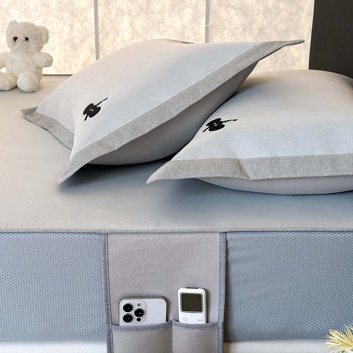 91家纺网 家纺一手货源 找家纺 昔可家纺 2024新款A类900D纯色绣花床笠款冰丝席 派对小象