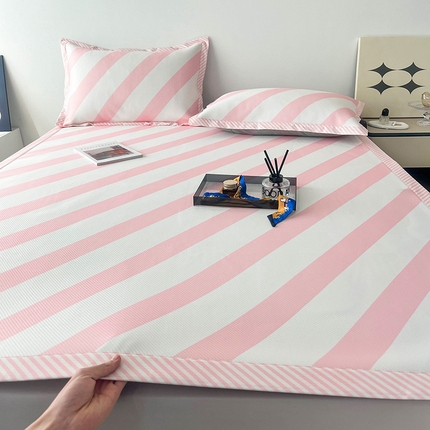 倾慕家纺 2024新款北欧简约印花夹棉凉席 洛林-粉