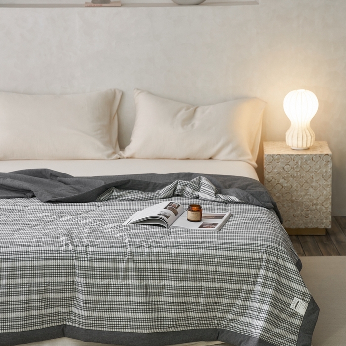 91家纺网 家纺一手货源 找家纺 安莱生活 2024新款水洗色织花漾夏被 花漾-深灰