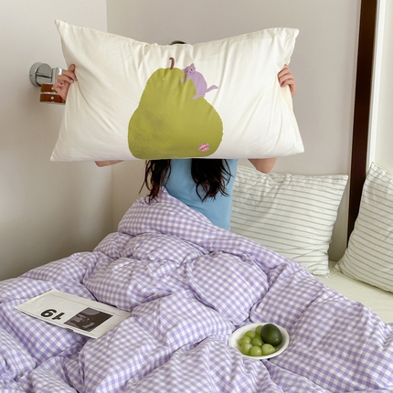 艾沁家纺 2024新款全棉数码印花枕套 肥梨