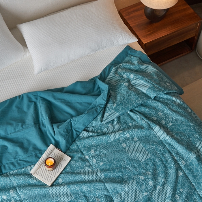 91家纺网 家纺一手货源 找家纺 安莱生活 2024新品双层纱色织花妍缤纷单夏被 花妍缤纷-筠雾