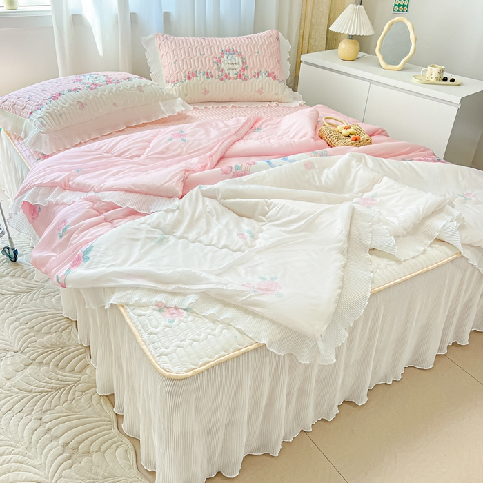 91家纺网 家纺一手货源 找家纺 慕澄家纺 2024新款大版印花乳胶凉席套件-夏被凉席四件套 温馨