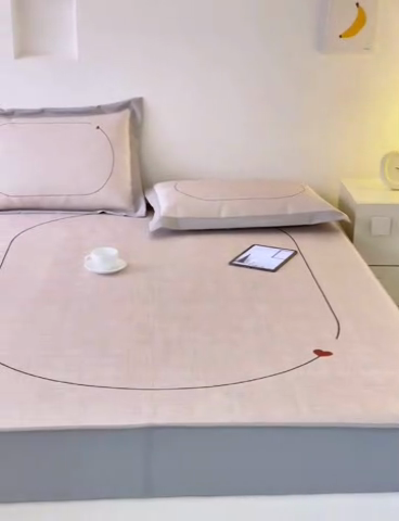 91家纺网 家纺一手货源 找家纺 本希家居 2024新款花漾清新系列高端可水洗冰丝席 心动床笠