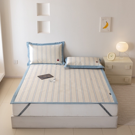 本希家居 2024新款小清新刺绣系列高端可水洗冰丝席 小丑皮皮平席