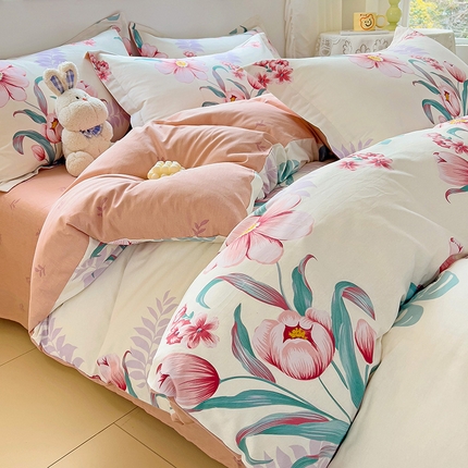 91家纺网 家纺一手货源 找家纺 （总）优选良品 2025新款直播爆款全棉-ins印花系列四件套纯棉三件套床单床笠