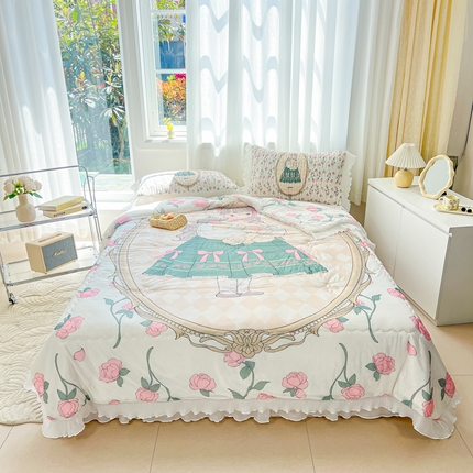 慕澄家纺 2024新款大版印花乳胶凉席套件-夏被凉席四件套 秘密花园
