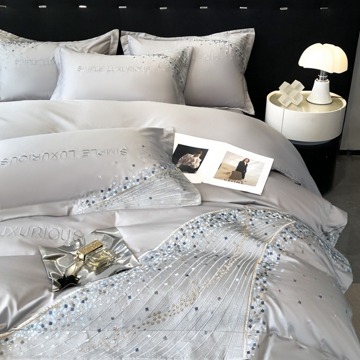 91家纺网 家纺一手货源 找家纺 欧乐蒂 2025新款星梦-高支高密新疆长绒棉四件套-终版 星梦-深空灰