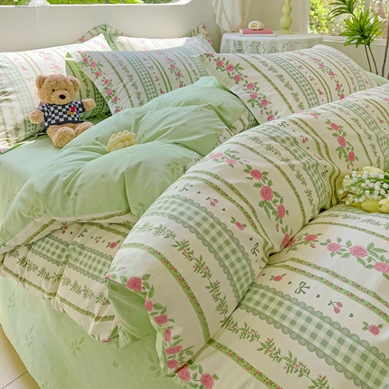 91家纺网 家纺一手货源 找家纺 （总）优选良品 2025新款直播爆款全棉-ins印花系列四件套纯棉三件套床单床笠