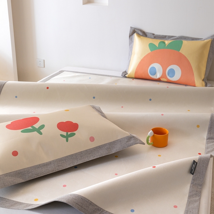 91家纺网 家纺一手货源 找家纺 本希家居 2024新款花漾清新系列高端可水洗冰丝席 小趣味平席