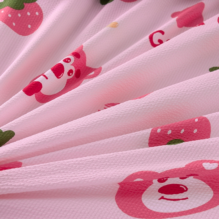 91家纺网 家纺一手货源 找家纺 艾裙海 2025新款云感双层纱床盖四件套 草莓熊