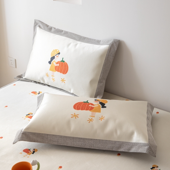 91家纺网 家纺一手货源 找家纺 本希家居 2024新款花漾清新系列高端可水洗冰丝席 小南瓜平席